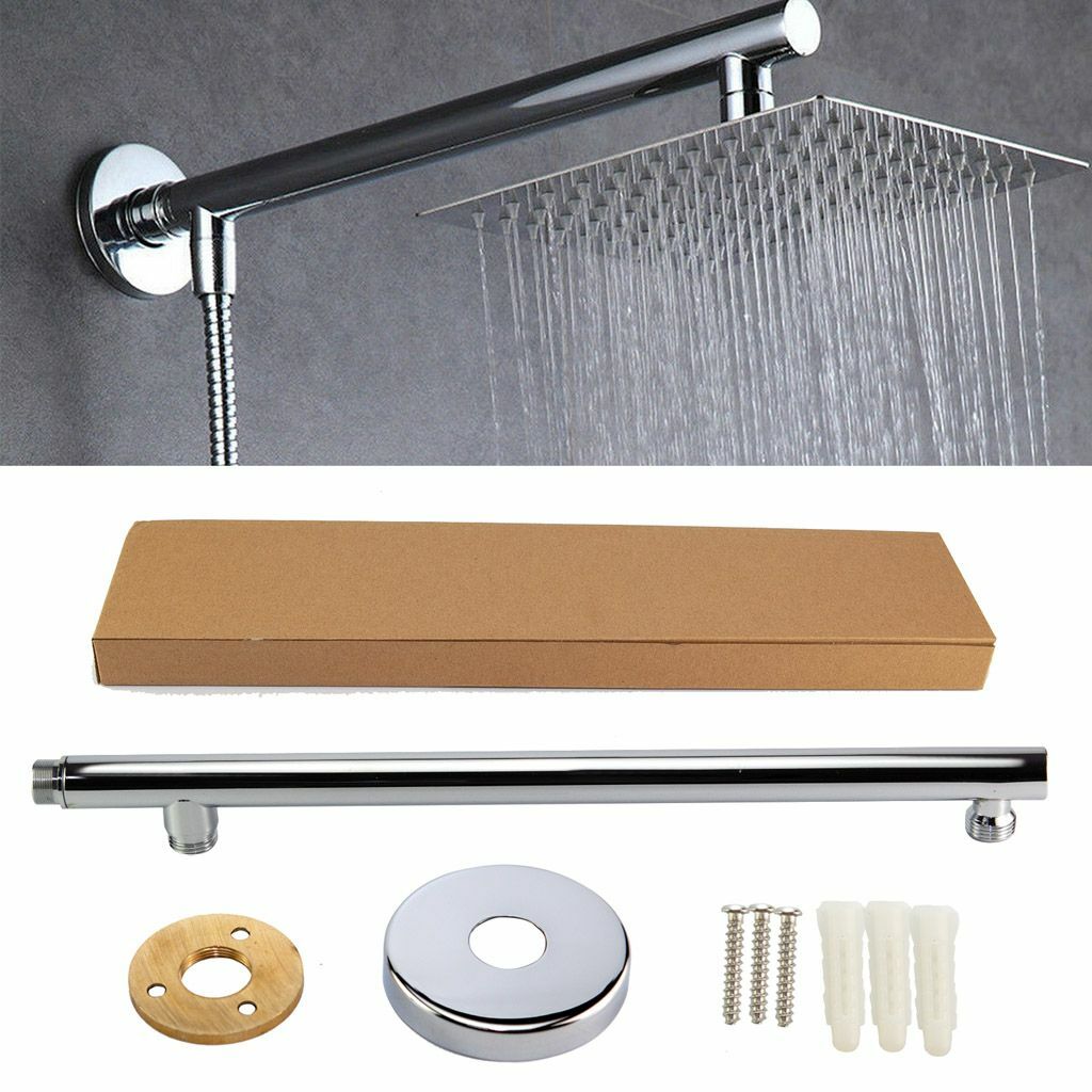 16'' 40cm Chrome Wall Mounted Bathroom Shower Extension Arm For Rain
