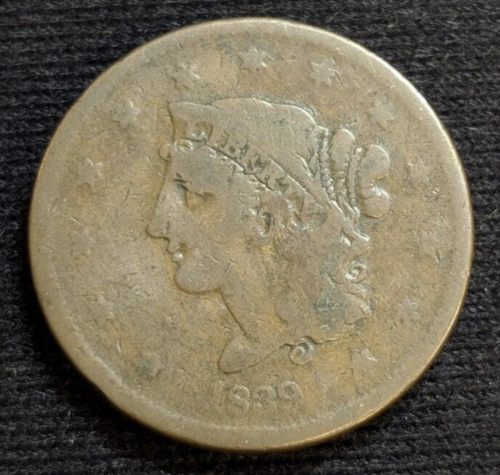 1839 Coronet Head Large Cent Penny -Average Circulated- BC50 - 第 1/2 張圖片