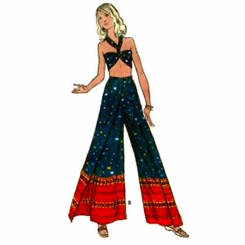 Falda pantalón vintage con patrón de los años 70, ""fácil"" envolvente -&-Go - talla múltiple - Imagen 2 de 7