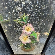 Snow Globe Water SWIRLING Lighted 11  RARE Hummingbird Lantern Flower