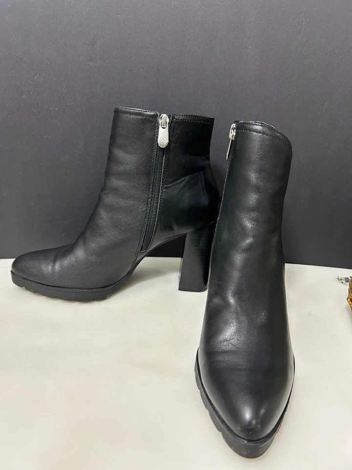 Botas al tobillo Adrienne Vittadini talla 8,5 Noelle de cuero negro para mujer Foto 4 de 4