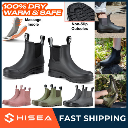 HISEA Women Ankle Chelsea Rain Boot Waterproof Arch Support Garden Camping Shoes