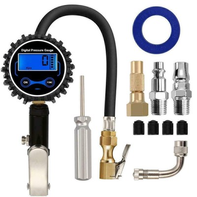 250PSI Digital Tyre Inflator Pump Pressure Gauge Air Line Clip-on Compressore