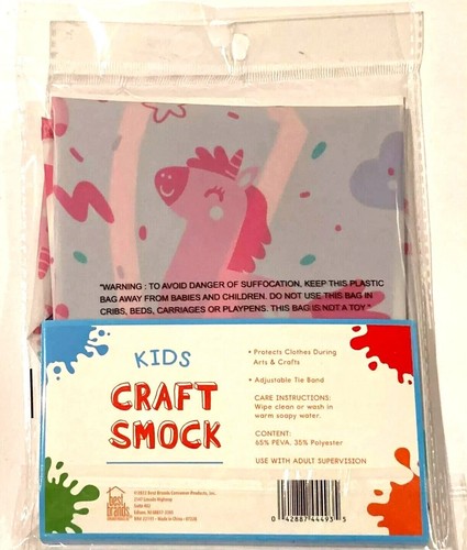 Bambini Artigianale Smock Protettivo 43" x 22" Viola Unicorno Arcobaleno Design NUOVO - Foto 2 di 4