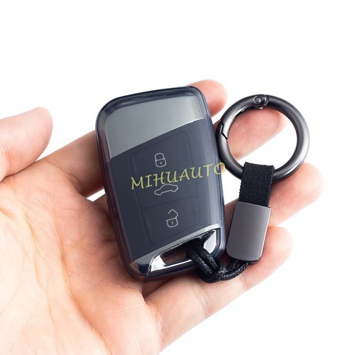 Transparent Black Smart Car Key Fob Chain Cover Case For VW Atlas Arteon Passat - Picture 3 of 8