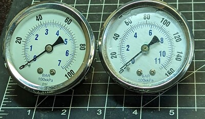#ad 2 2 ½” PRESSURE GAUGES 160 BAR amp; 100 BAR WORKING PULL OF48 $16.50