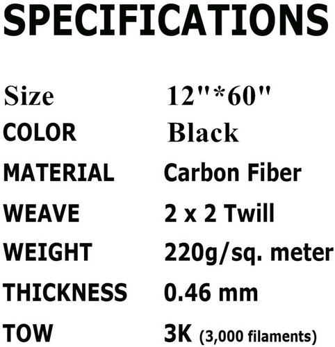 Real Carbon Fiber Fabric Cloth (12"× 60" 3K 2x2 Twill Weave 640KSI / 4380Mpa) US - Bild 6 von 12