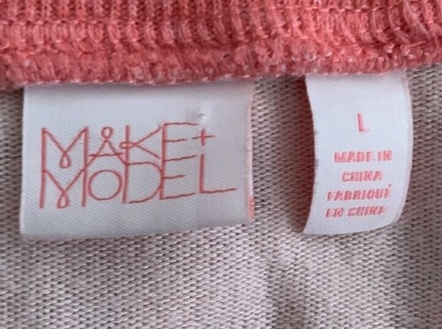 Make & Model Peach & White Long Sleeve Sleep/Lounge Shirt, Women's Size Large - Picture 3 of 4