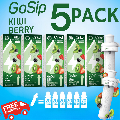 Cirkul Flavor Cartridges GoSip Kiwi Berry 5 PACK Caffeine Drink Mix BB12/25-1/27