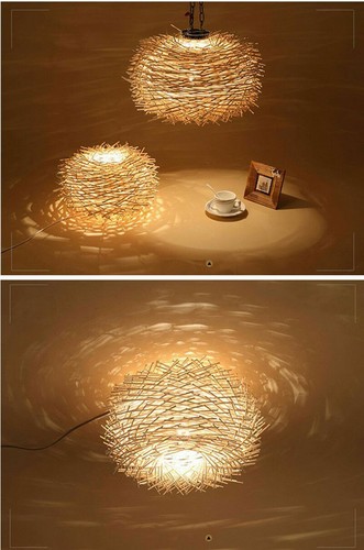 Burning Bush Round Rattan Weave Chandelier Pendant Light Fixtures Hanging Lamp - Picture 5 of 5