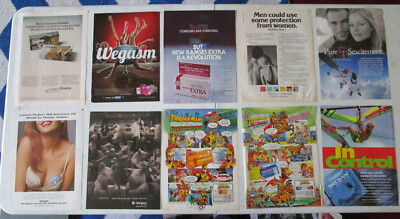 Lot of 20 Diff CONDOMS Magazine Print Ads Clippings ~ Trojan, Durex, Dr. Ruth ++