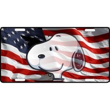 Snoopy Usa Flag Usa Made License Plate