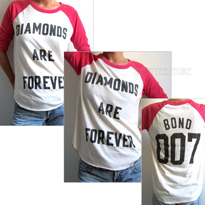 Junk Food Bond 007 Diamonds are Forever Destroyed Color Block 3/4 Raglan t-shirt