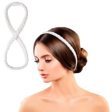 Braided Headbands for Adults White Stretchy Hair Bands Yoga Workouts Gift