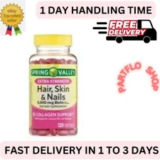 New Spring Valley Hair Skin & Nails Dietary Supplement Softgels 5000 Mcg 120 ct