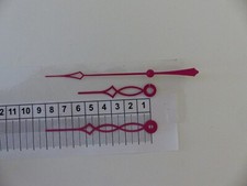 Uhrzeiger Alpha filigran, Aluminium, pink, 55/80/80 mm (mit Sekundenzeiger)