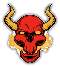 Red Devil Skull Car Bumper Sticker Decal Red Devil Skull Car Bumper Sticker Decal