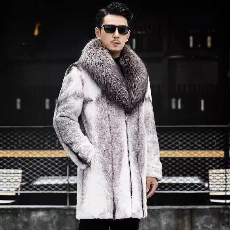 Mink Coats Grey Fur Jacket Mens Mink Fur Coat Warm Men's Winter