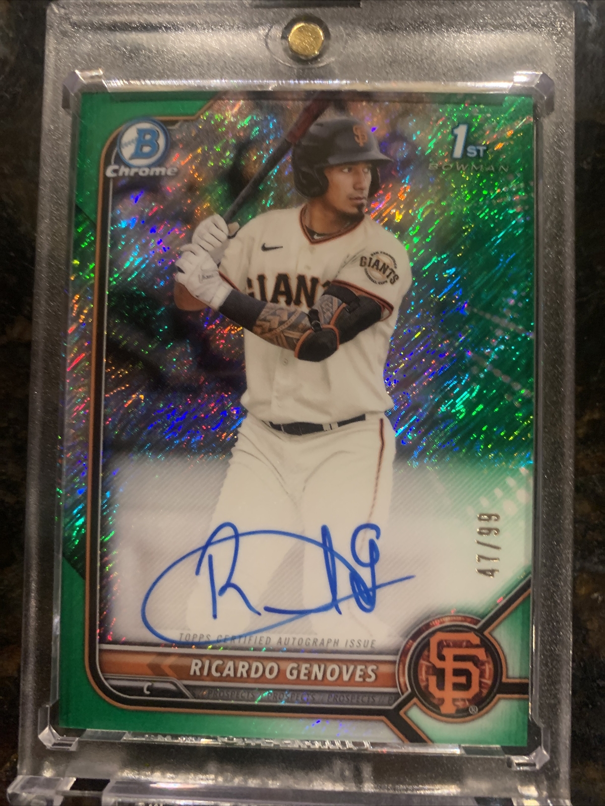 2022 Bowman Chrome CPA-RGV Ricardo Genoves Green Shimmer Auto /99 Giants 1st