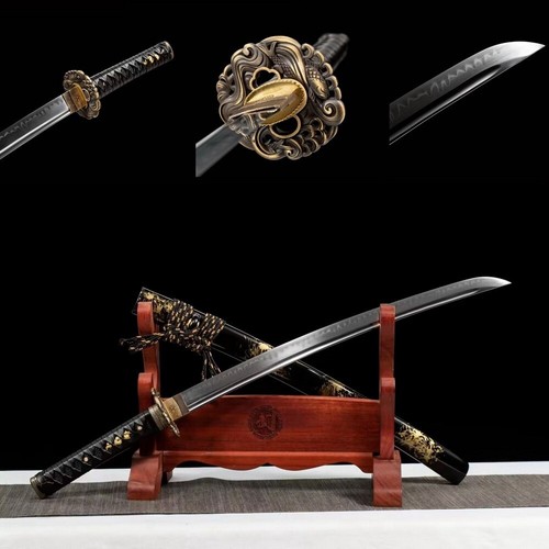 30" listo para la batalla 1095 acero al carbono arcilla templada jp wakizashi katana espada afilada - Imagen 1 de 10