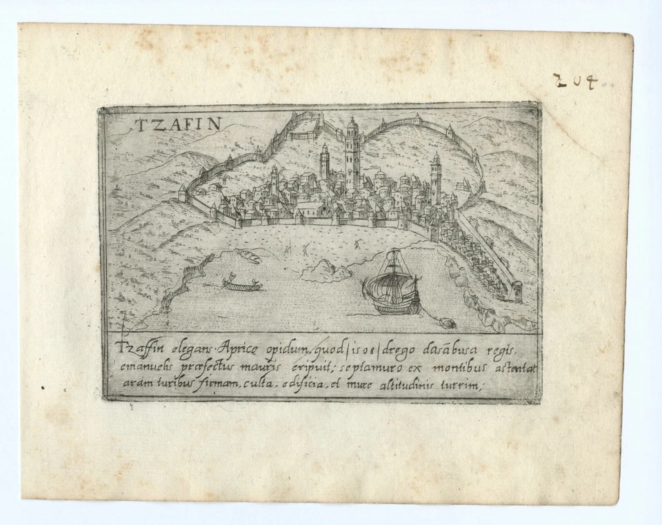 Antique Map "Tzafin" (Safi-Morocco) Francesco Valegio-D. Rascicotti, c.1598 - Image 2 of 2