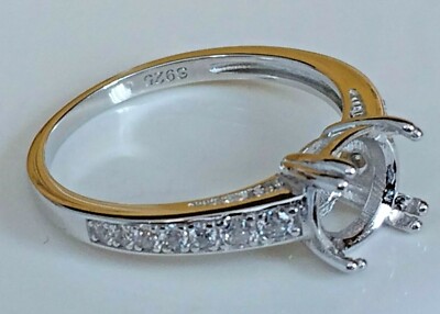 Solid Silver Ring Blanks 6-10 US Cabochon & Facetted Stones 9x7mm Stamped S925 - Foto 5