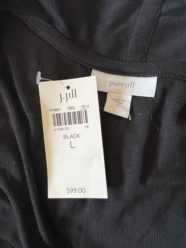 NWT J. Jill Pure L Wrap Long Sleeve Cardigan Black Open Front Solid Knit Drape - Picture 8 of 12