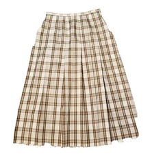 Country Sophosticates Pendelton Vintage Pleated Skirt 10 Brown White Silk Blend