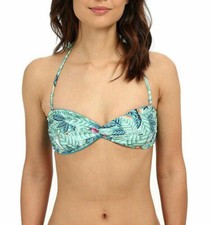 NWT MARA HOFFMAN S Leaf Print Tropical Bandeau Reversible Bikini Top Swimsuit