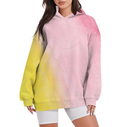 Womens Oversized Sweatshirts Gradient Fleece Hoodies Long Sleeve Shirts Pullover - Picture 35 of 45