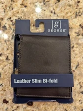 George Leather Slim Bi-Fold Wallet Dark Brown