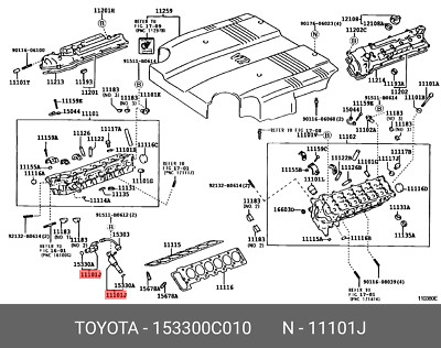 Genuine OE Valve Assembly Cam Timi 153300C010 for Toyota 15330-0C010