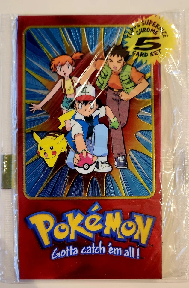 SELLADO Pokemon Topps Lámina Cromada Jumbo Juego de 5 Cartas TV Charizard Pikachu Foto 2 de 2