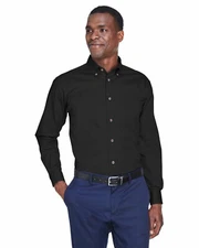 Harriton Men's Easy Blend Long Sleeve Twill w/Stain Release Black M500 (3XL)