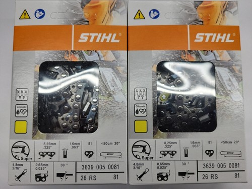 Stihl Original-Zubehör-Hersteller 2er-Pack 26RS-81 20" gelb PRO Motorsägenketten 0,063 0,325"