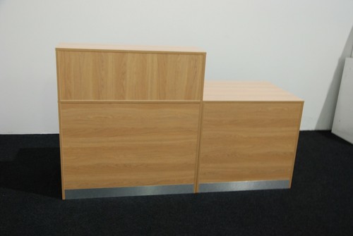 RECEPTION DESK 600MM RISER BOX ALUMINIUM PLINTH OFFICE OAK RECEPTION COUNTER - Picture 4 of 4