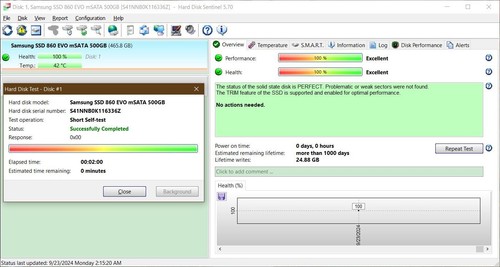 *Presque comme neuf* Samsung 860 EVO mSATA 500 Go SSD (MZ-M6E500) V-NAND 6 Go/s 1,8" - Photo 3/8
