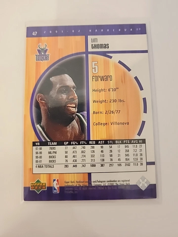 2001-02 Upper Deck Hardcourt Tim Thomas #47 - Image 2 of 2