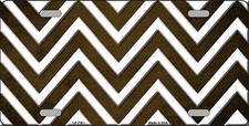 Brown White Chevron Rubbed Metal Novelty License Plate Tag Lp7061