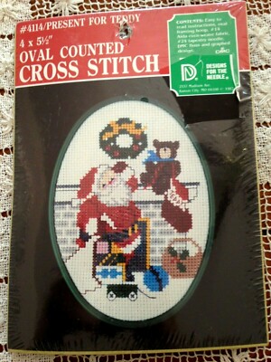 Designs For The Needle PRESENT FOR TEDDY Counted Cross Stitch & Frame Kit #4114