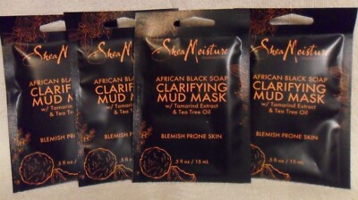 4x Shea Moisture African Black Soap Clarifying Mud Face Mask .5oz acne prone New