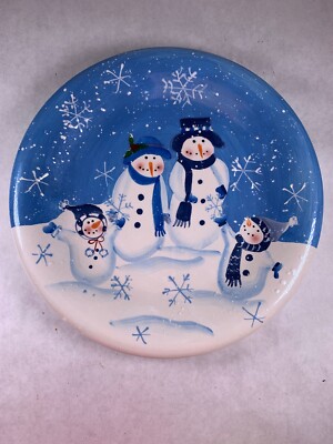 Sonoma Life+Style SNOWFALL Holiday Snowman Family Snowflake 8 Inch Salad Plate