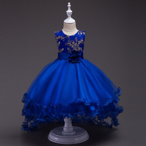 Mädchen Geburtstag Party Kleid ärmellos Pailletten Blumenmuster Spitze Hochzeitskleid - Bild 22 von 28