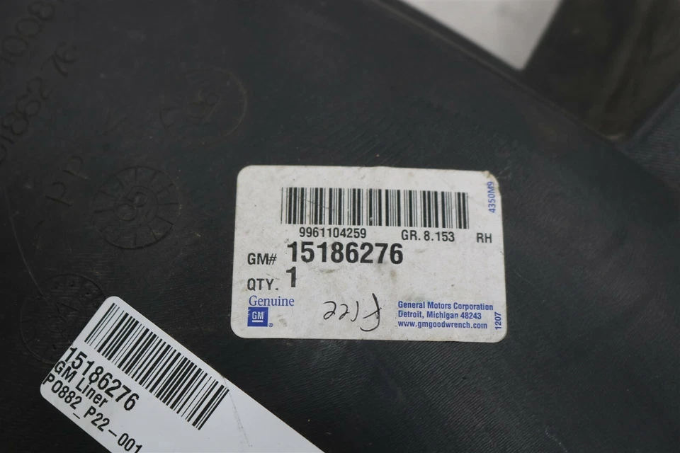 NEW OEM GM Front Right Fender Wheel Well Liner 15186276 Pontiac Montana 2005-09 - Изображение 2 из 4