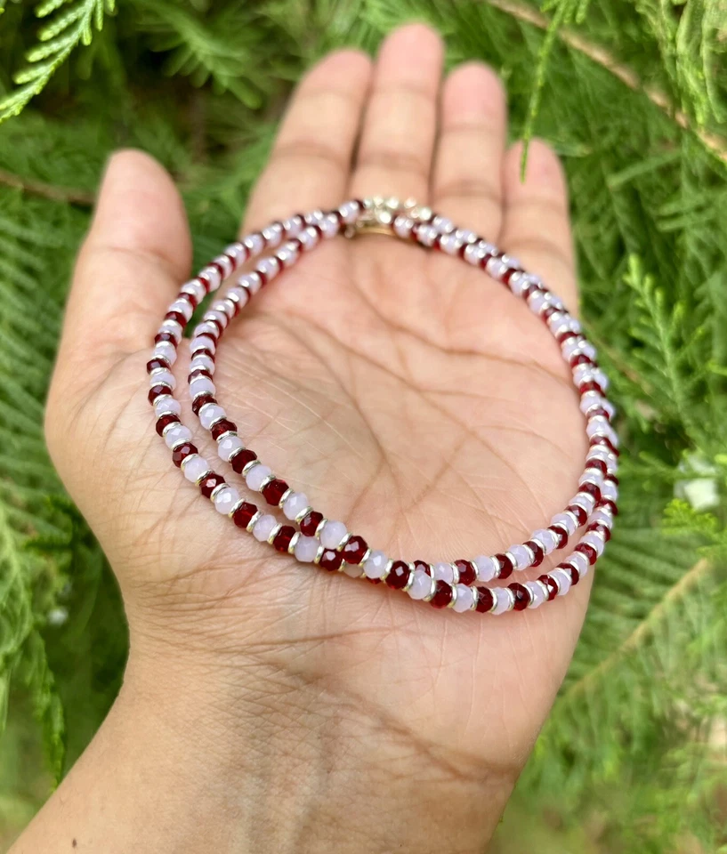 2 Pc 925 Silver Evil Eye Protection Anklet, 10" Amulet Nazariya Red Pink Bead - Image 3 of 4