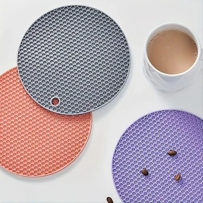 Round Silicone Heat Resistant Mat Non Slip Pot Holder Trivet Coaster Pad UK - Image 1 of 4