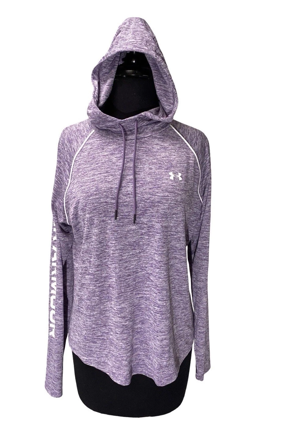 Under Armour HeatGear Hoodie Womens Large Purple Heather Loose Fit Top Workout