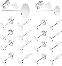 Earring Posts Stainless Steel, 500Pcs Hypoallergenic Flat Pad Earring Studs 4mm