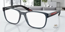 PRADA LINEA ROSSA PS 06PV CZH1O1 Crystal Blue Demo Lens 55 mm Men's Eyeglasses