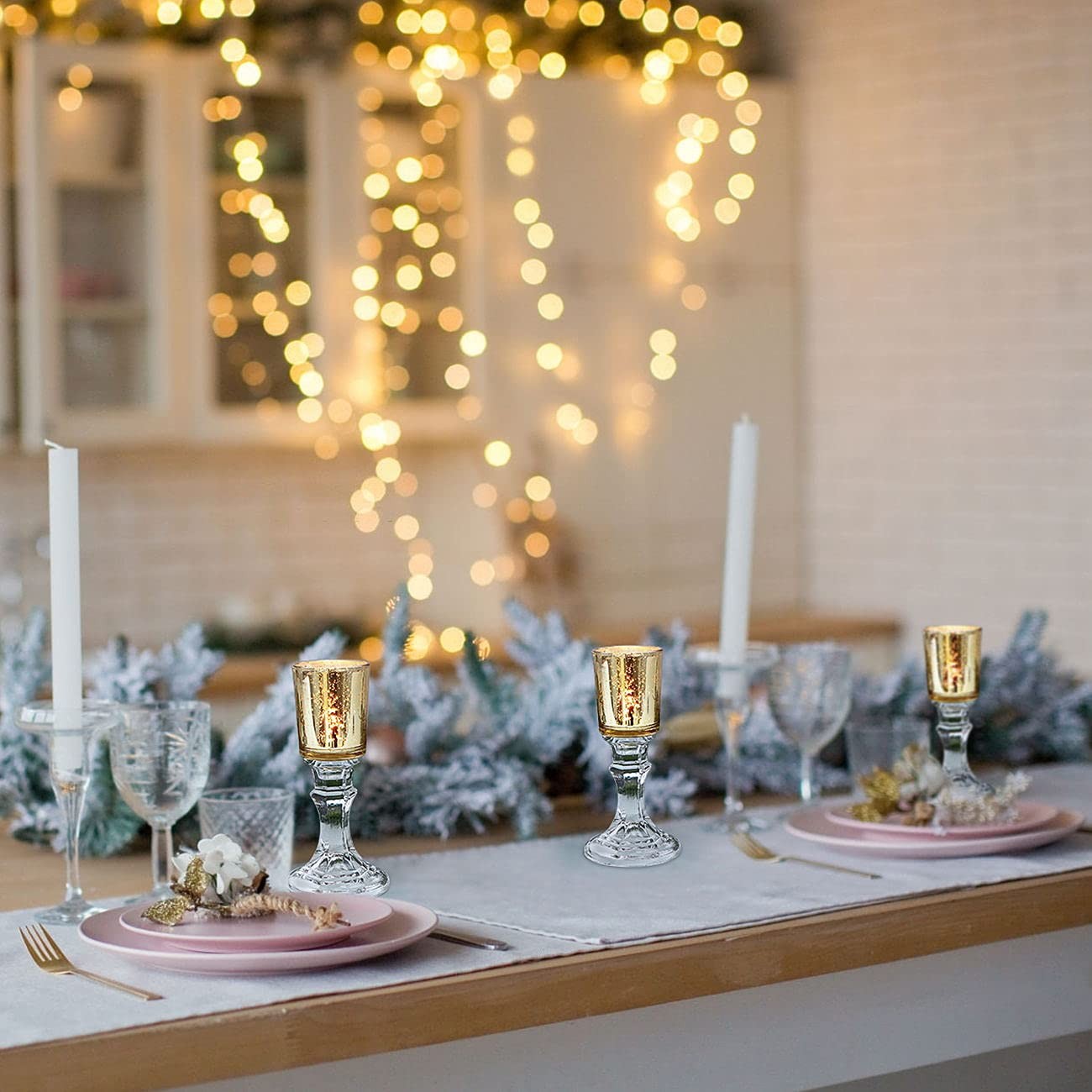 Gold Tea Lights Candles Holders for Wedding Centerpieces, Votive Candle Holde...